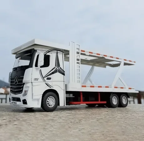 Foto de Miniatura Caminhão Mercedes Actros 1851 Cegonha Escala 1:24 Metal Luz Som