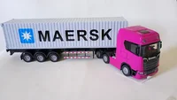 Miniatura de Miniatura Caminão Maersk Scania S730 Metal , Fricção. Luz E Som 1/50