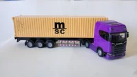 Miniatura de Miniatura Caminhão Diecast SCANIA com Contêiner MSC , Fricção, Som E Luz