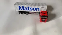 Miniatura de Miniatura Caminhão Diecast MERCEDES Contêiner Matson , Fricção, Som E Luz