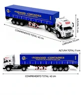 Miniatura de Miniatura Caminhão Container , com Luz, Som e Fricção