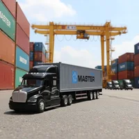 Miniatura de Miniatura Caminhão E Reboque  Americano Container Escala 1:48