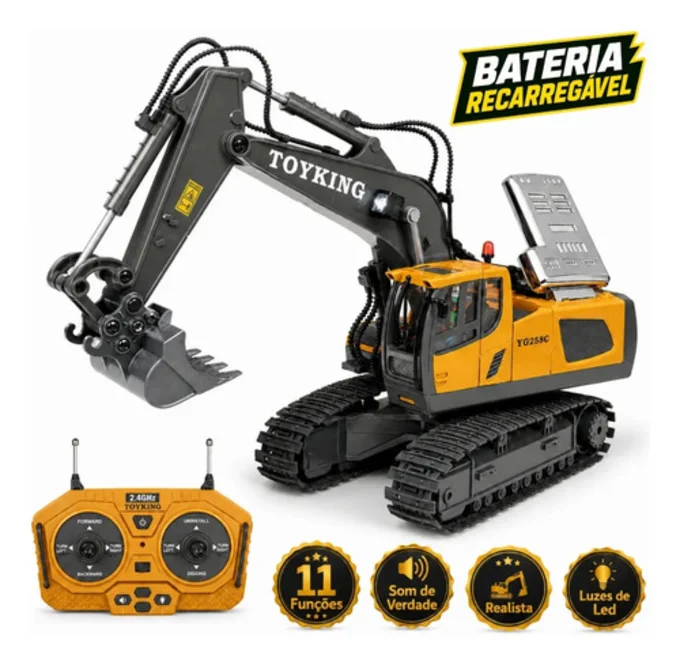 Foto de Miniatura Escavadeira Metal Controle Remoto Funcional Premium 11 Canal