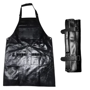 Foto de Conjunto Avental em couro + Estojo Porta facas Preto