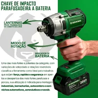 Miniatura de Chave De Impacto Parafusadeira Furadeira Recarregável 21v Verde