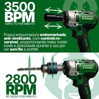 Miniatura de Chave De Impacto Parafusadeira Furadeira Recarregável 21v Verde