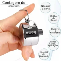 Miniatura de Contador Manual Mecânico 4 Dígitos Cromado