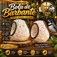 Miniatura de Ninho Coleiro Bola de Barbante – Branco com Detalhes Verdes