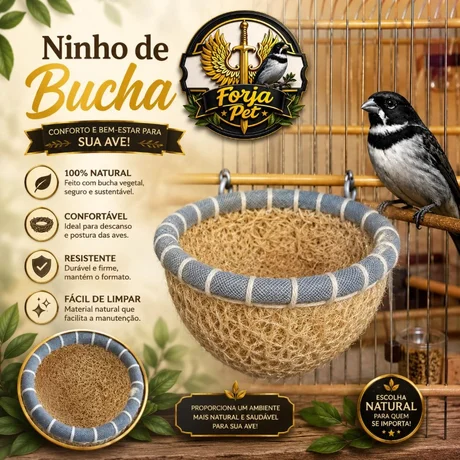 Foto de Ninho de Bucha Para Coleiro com gancho em arame
