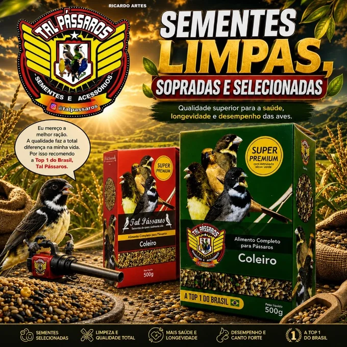 Foto de Mistura De Semente Coleiro Premium Tal Pássaros Caixa 500g