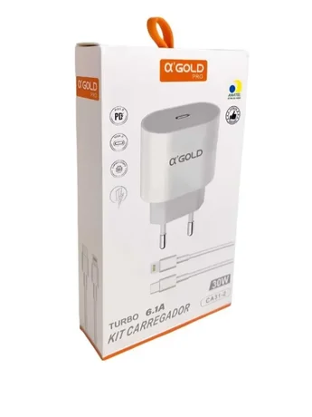 Foto de Carregador Completo Turbo 30w 6.1a Tipo C P/ Lightning