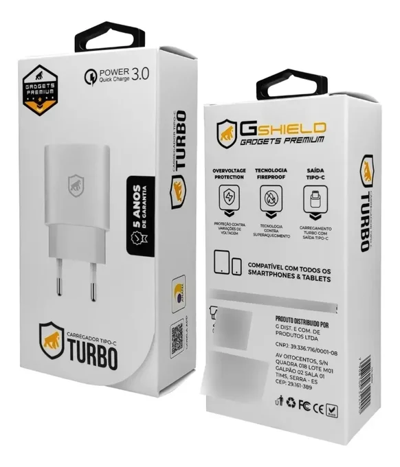 Foto de Carregador de Parede GShield Turbo com 1 Saída USB-C